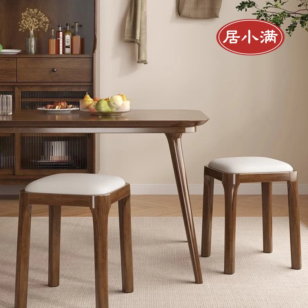 全实木软包凳子家用可叠放方凳面包登小餐凳妆凳客厅木头矮凳
