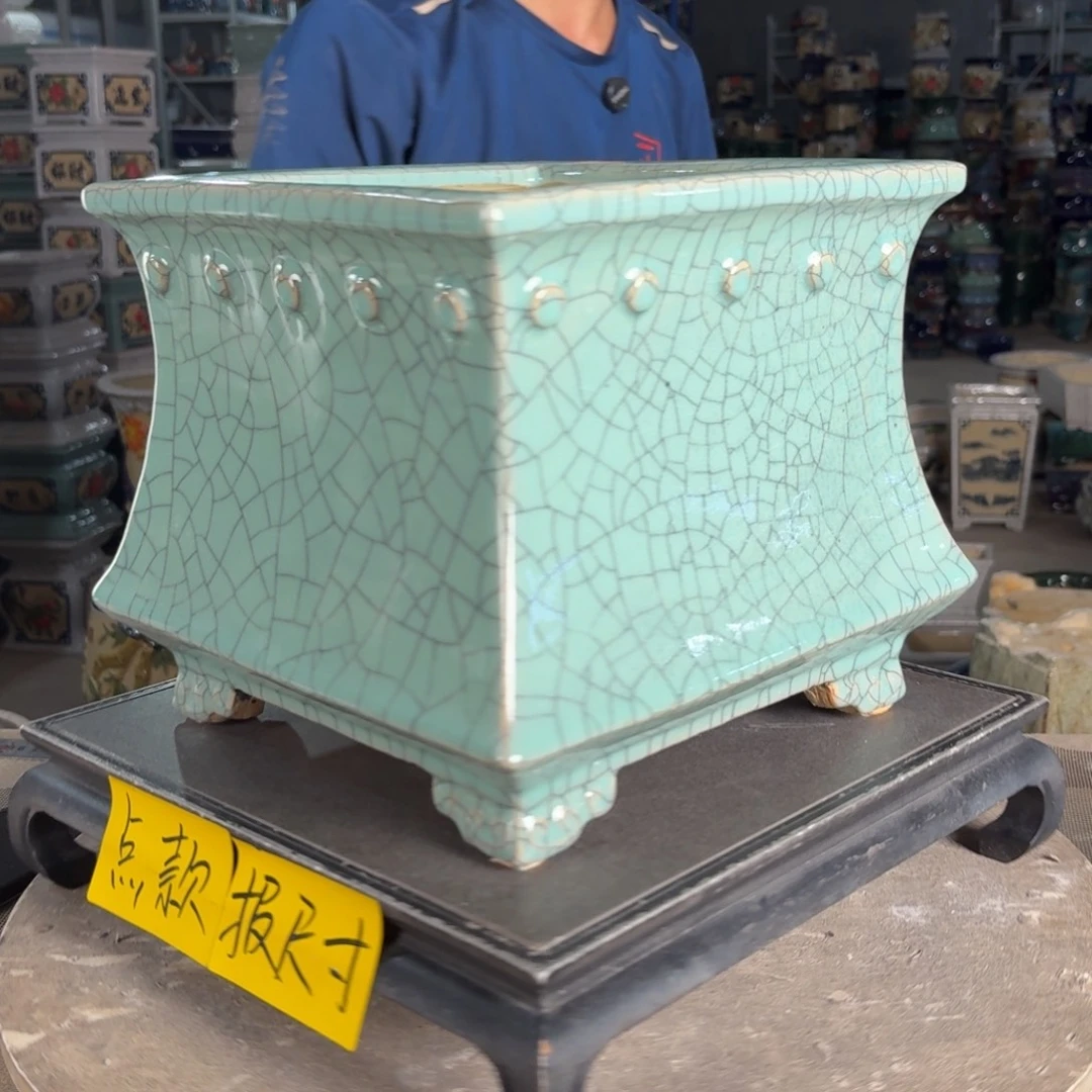 一风堂石湾花盆 内18*18釉水微瑕小点150