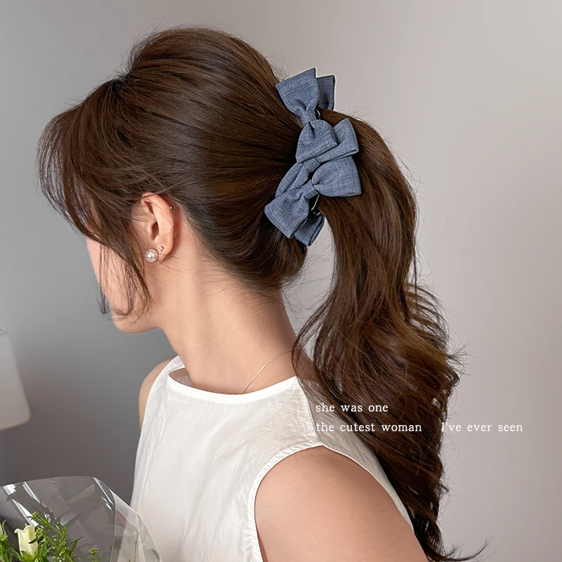 韩系气质蝴蝶结扭扭夹扎高马尾固定发夹女后脑勺盘发卡夹子香蕉夹