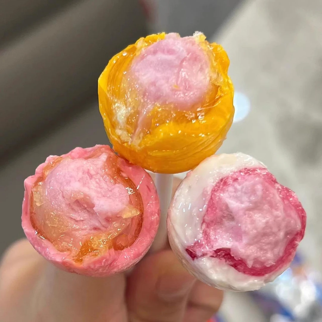 珍宝珠夹心棒棒糖夹心泡泡糖随机混搭西瓜味糖果零食16g