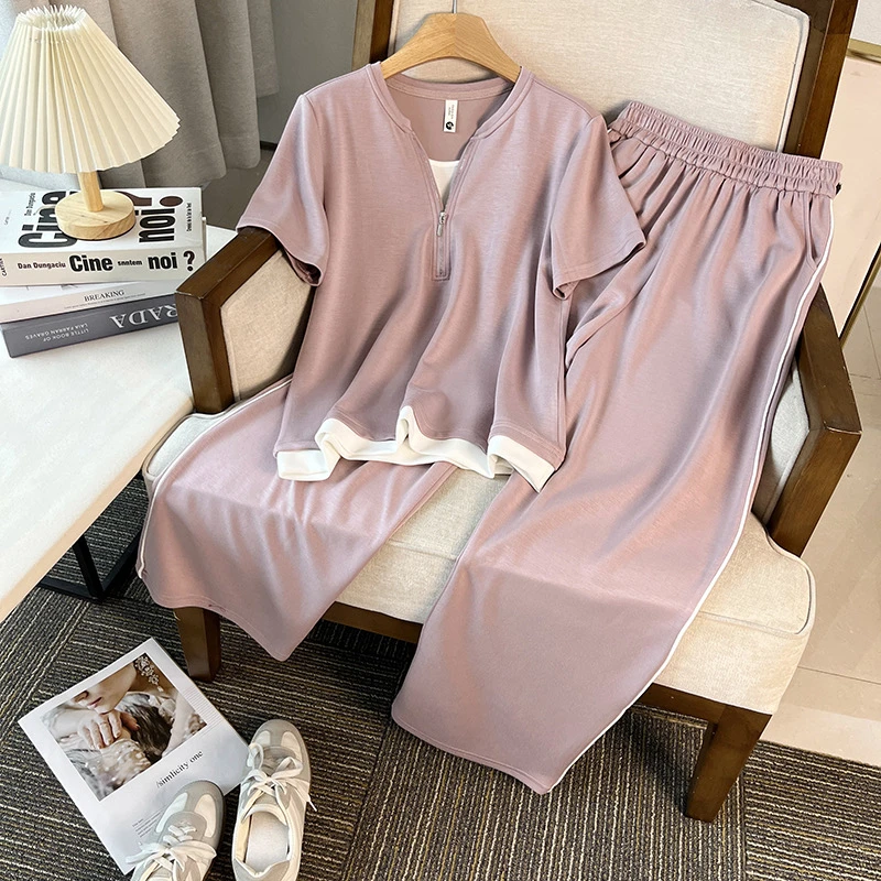 休闲夏装时尚春夏外穿夏季韩版薄款休闲运动套装8307