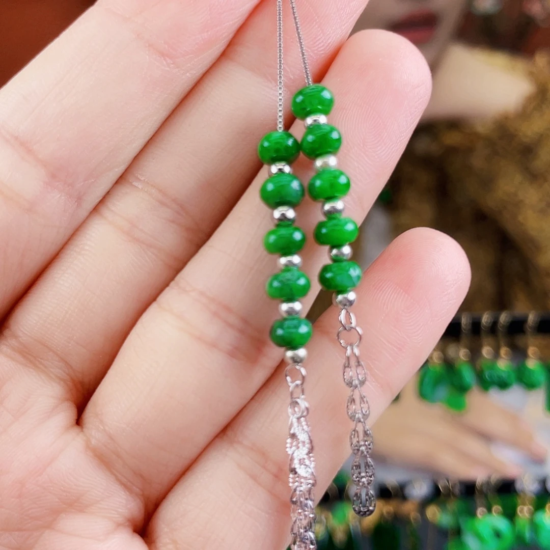 翡翠银S925镶嵌耳饰