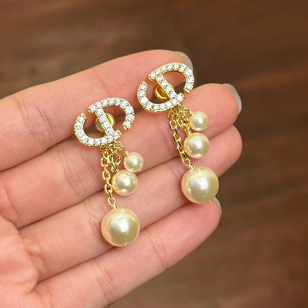 铜合金仿珍珠耳饰 E0327气质小众百搭精致优雅设计感法式