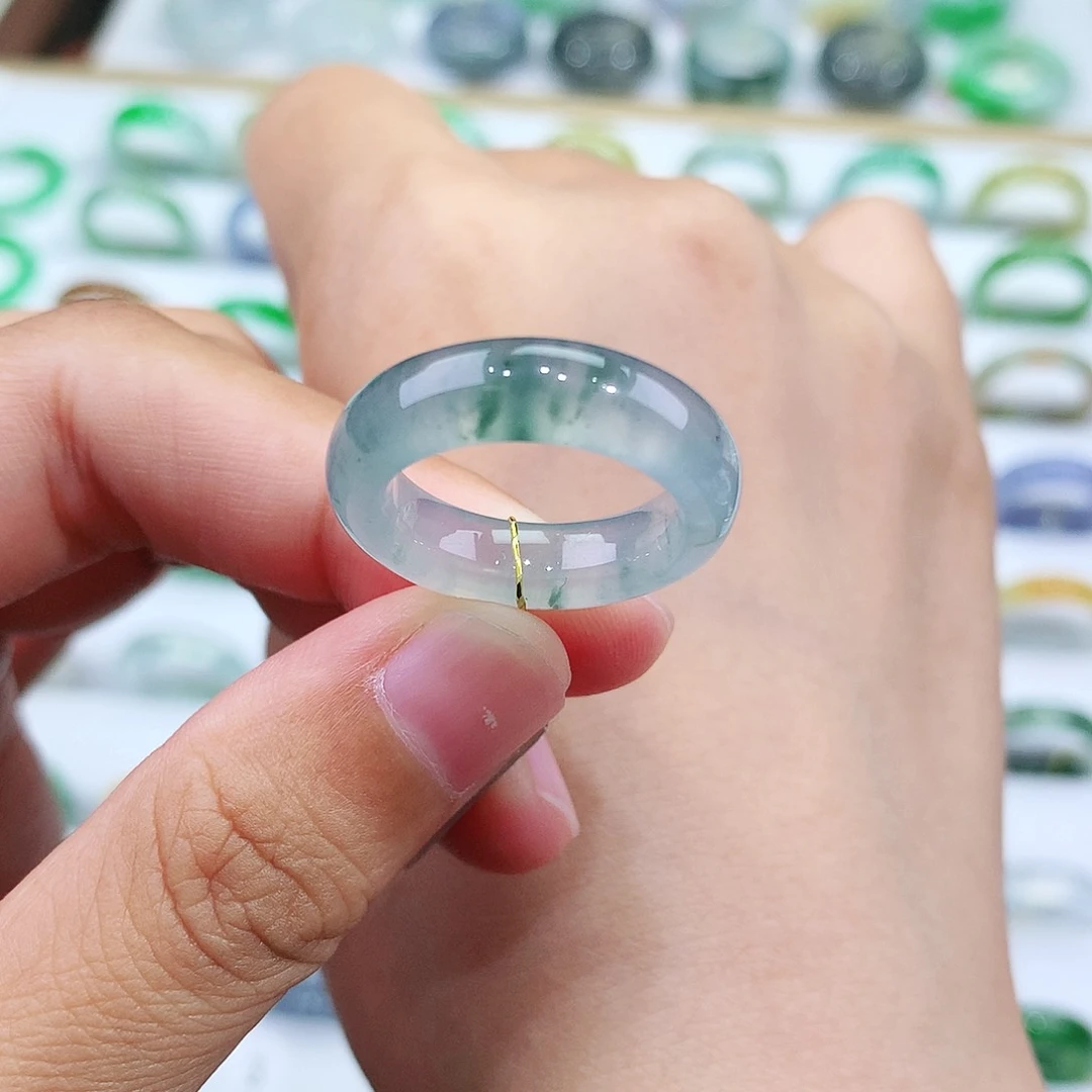 翡翠戒指未镶嵌12号冰润飘花