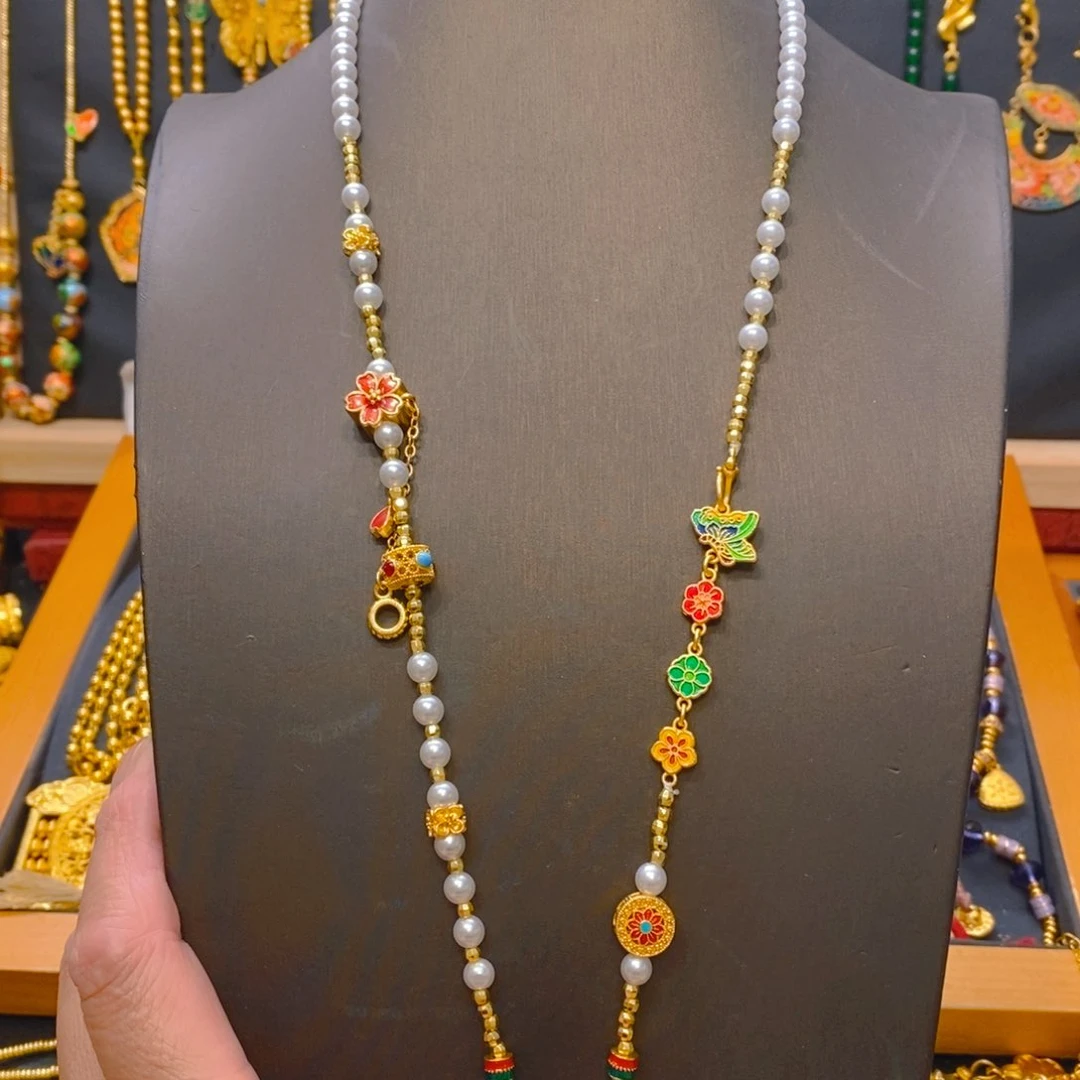 仿珍珠铜合金无铜合金白珠多宝单链子80长