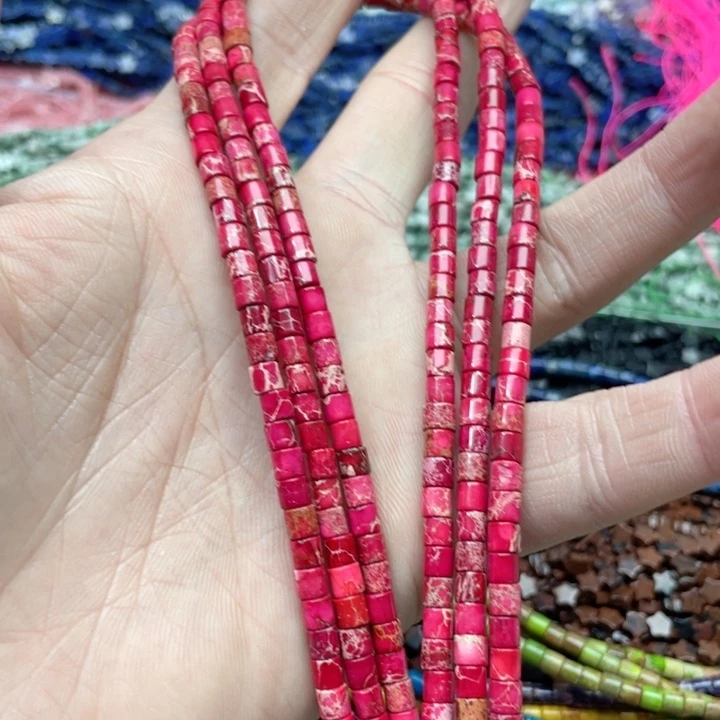 玛瑙/玉髓合金珠宝半成品一条4x4mm帝王石