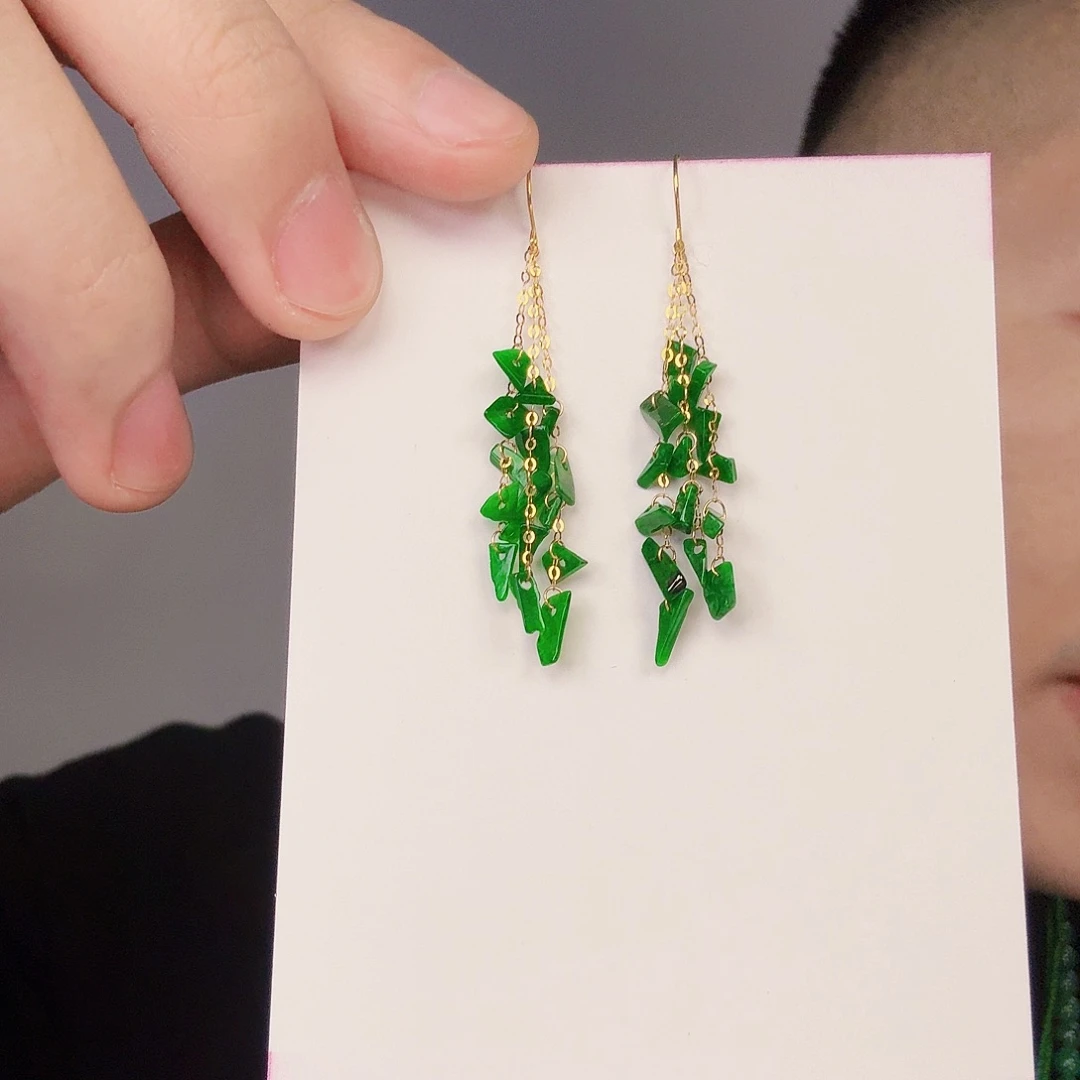 翡翠颈饰18K金镶嵌一对