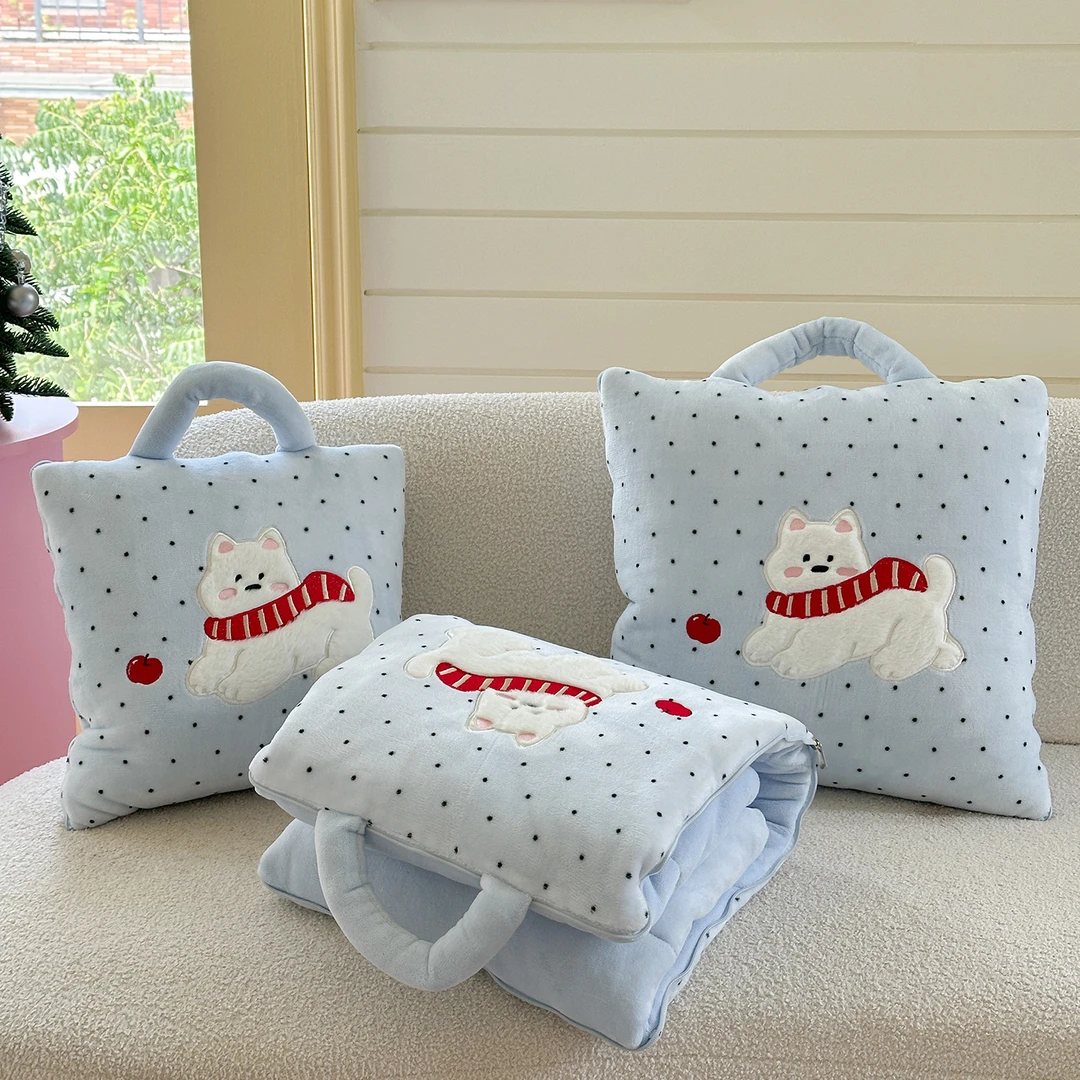 牛奶绒 手提式午睡枕头被子两用抱枕二合一车用折叠沙发靠枕加厚