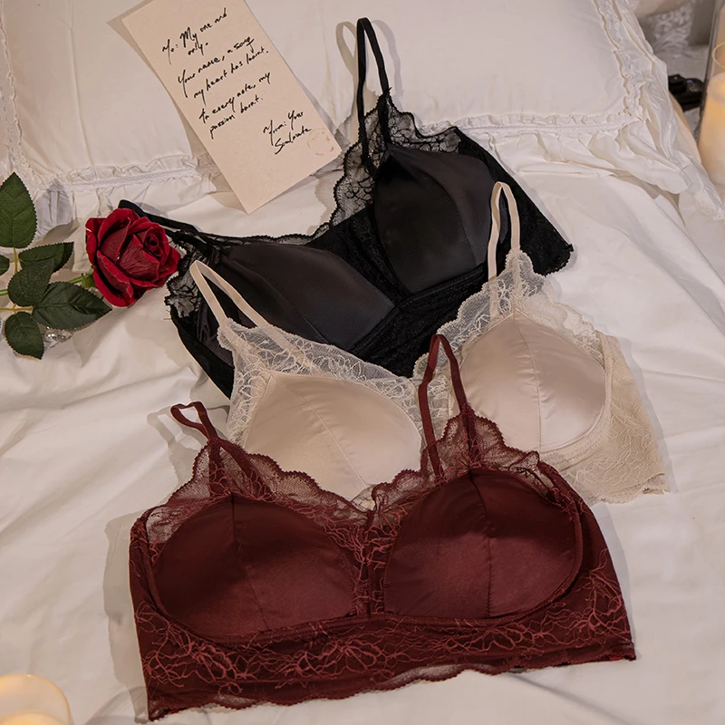 语萱娜【90-220斤】法式蕾丝性感聚拢固定杯大码内衣女AXMB511