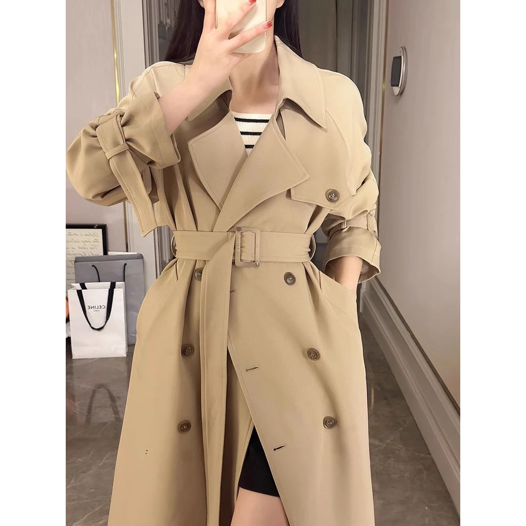 高级感卡其色风衣外套女中长款2024新款春秋小个子韩系英伦风大衣