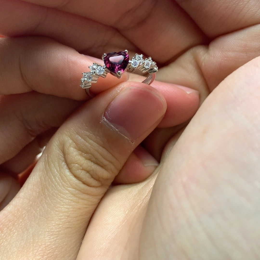 石榴石银S925镶嵌戒指