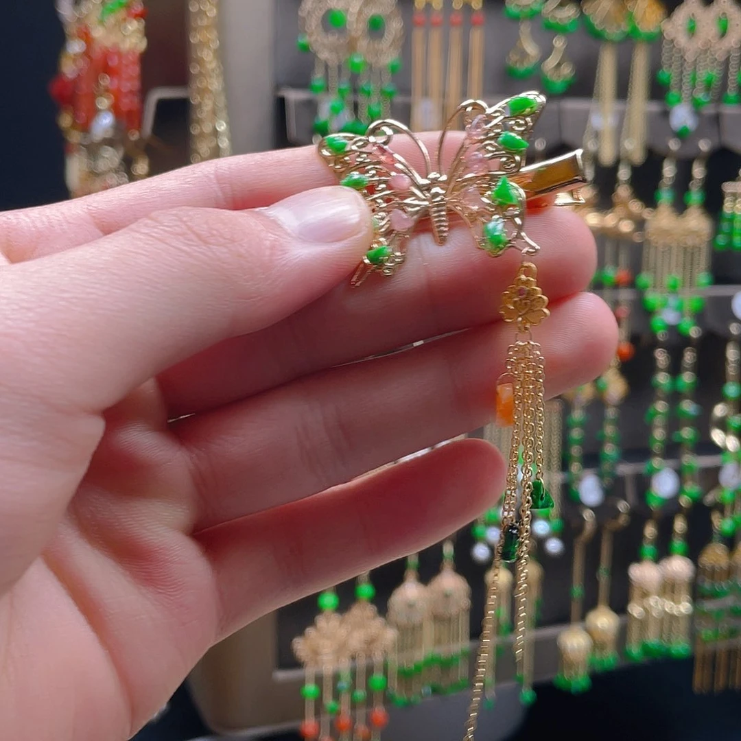 翡翠耳饰合金翡翠