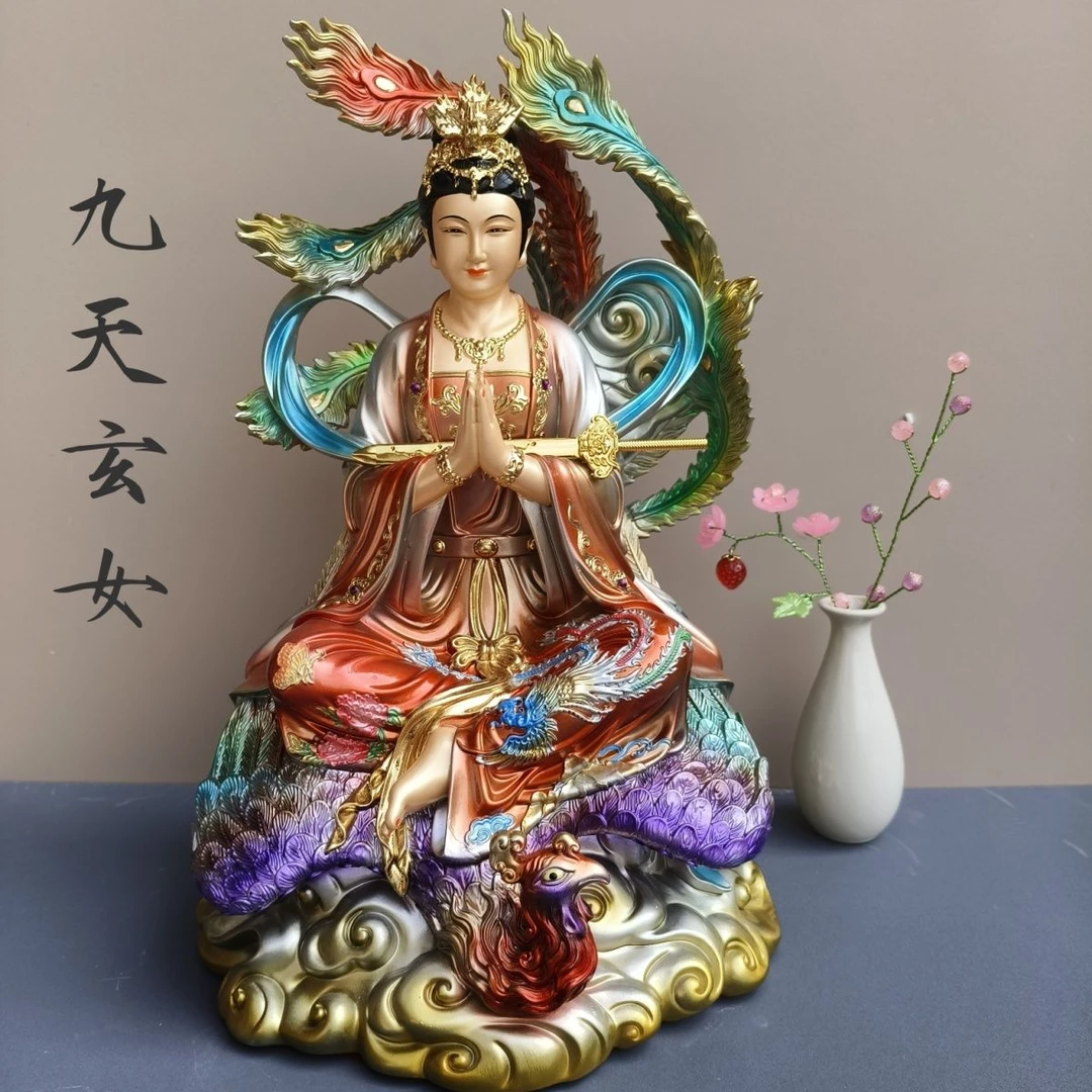 树脂新款九天玄女神像居家供奉九天圣母玄女娘娘客厅桌面摆件包邮