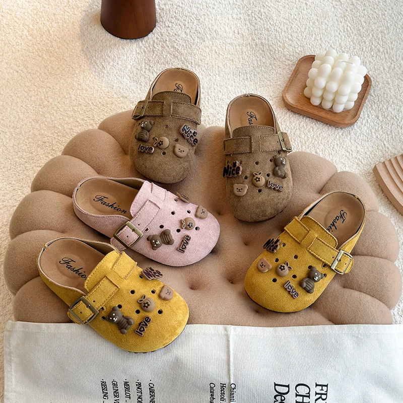 ABC儿童勃肯拖鞋夏季女童包头半拖鞋外穿韩版洋气博肯鞋男童凉拖