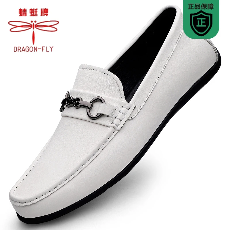 DRAGON-FLY/蜻蜓牌2025新款休闲皮鞋软底真皮透气豆豆鞋