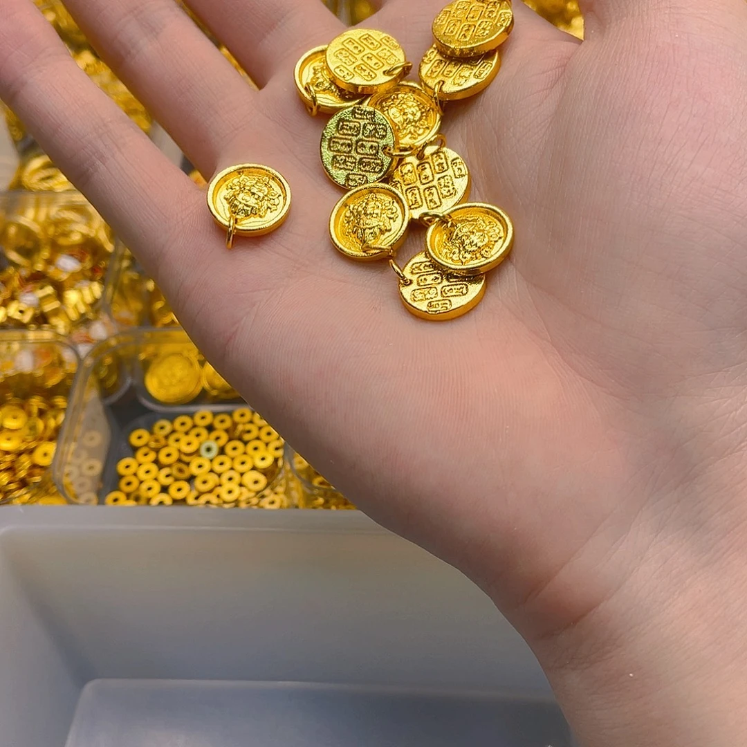 锆石铜合金黄财神圆牌1个