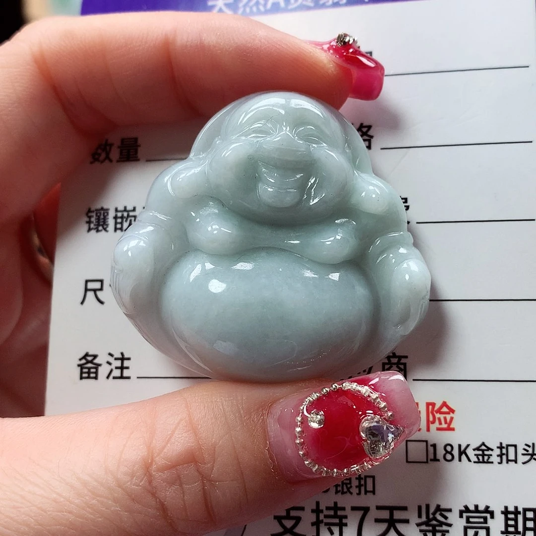 翡翠颈饰未镶嵌佛公，细纹，介意勿拍