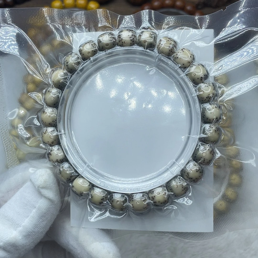 星月菩提手串原生态石玉9.5✖️8.5绿包白大眼睛