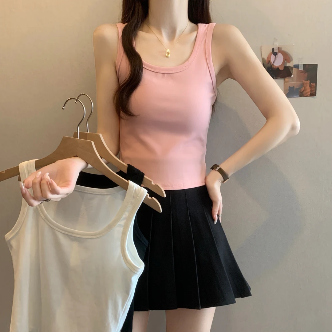 芷蕾2025新款微胖大码吊带女内搭外穿夏季无袖t恤打底遮副乳上衣