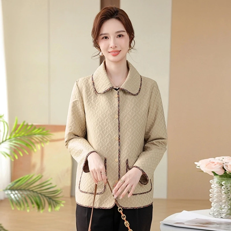 罗蒙中年妈妈春装外套短款风衣阔太太品牌上衣中老年女装春秋夹克