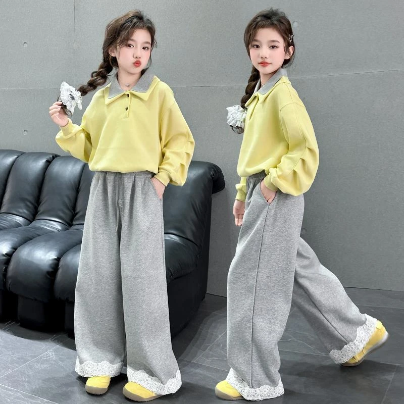 女童春秋套装2025新款洋气儿童时髦卫衣中大童女孩春装休闲两件套