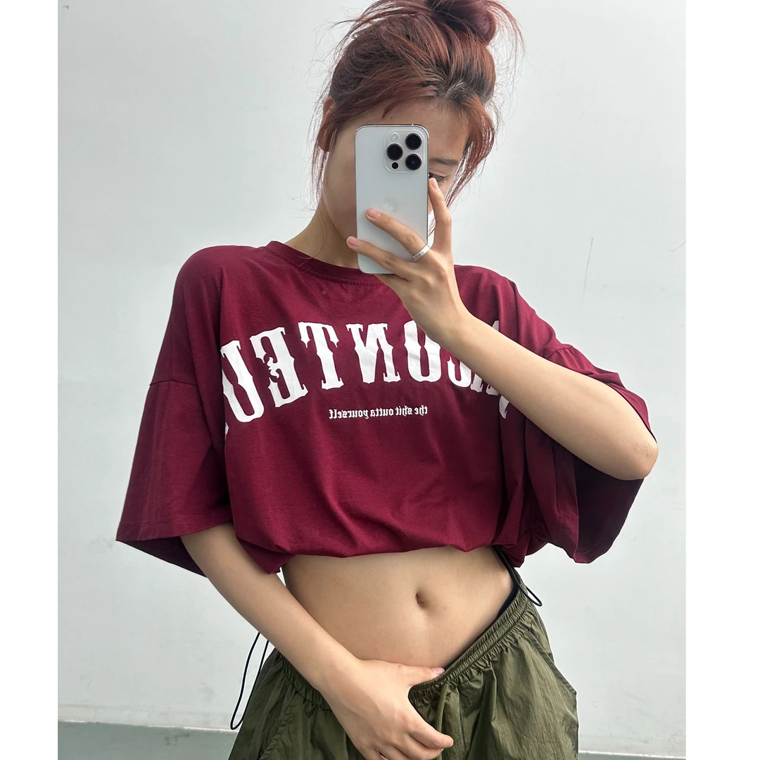 圆领印花情侣青春活力秋季T恤宽松健身侘寂风muji风