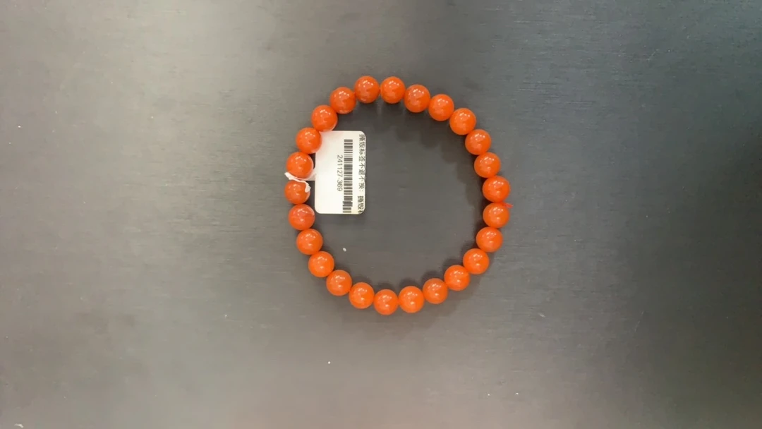 南红滴水洞柿子红手串7mm