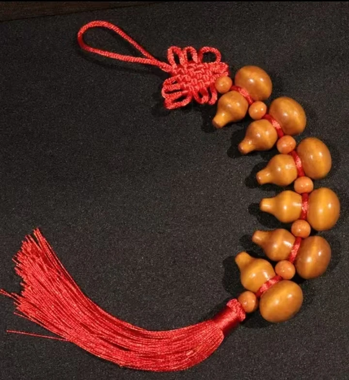 【闪购链接】精品桃木六六大顺葫芦车挂