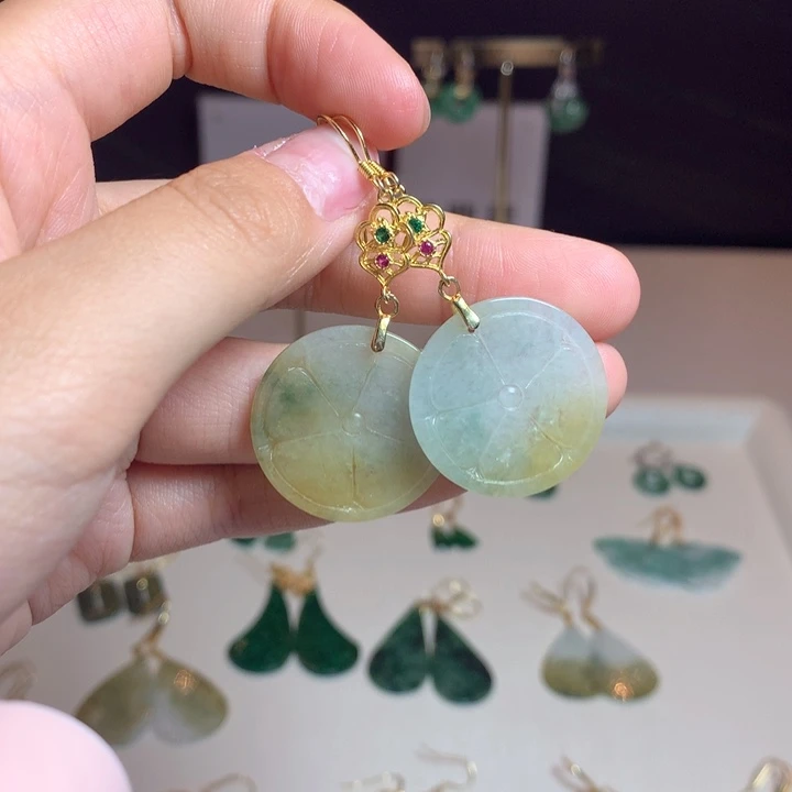 翡翠银S925镶嵌耳坠耳饰