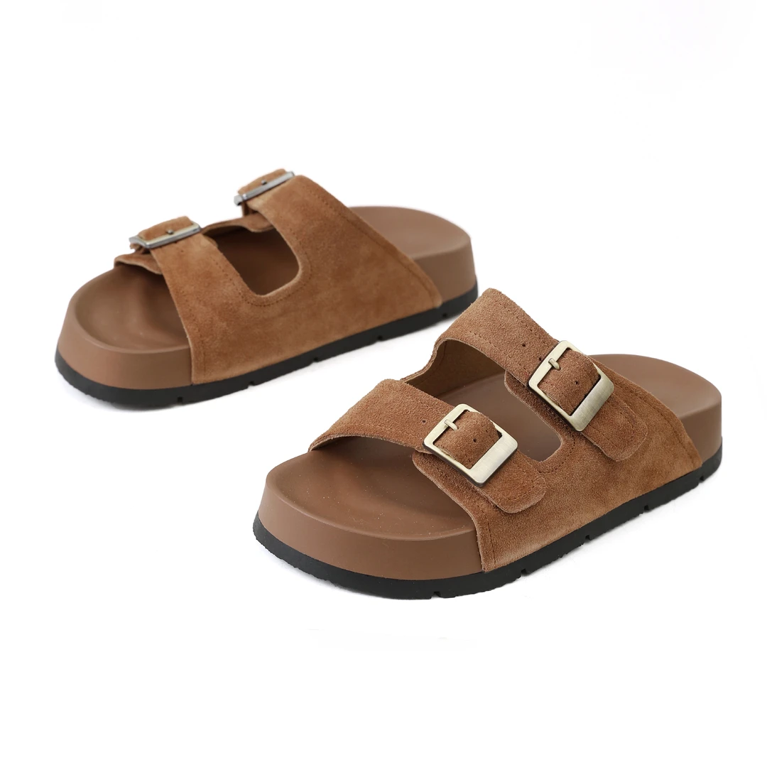 B 门店45&9！套现出！肉感反绒牛皮/巨柔软不累脚勃肯凉鞋 C21418