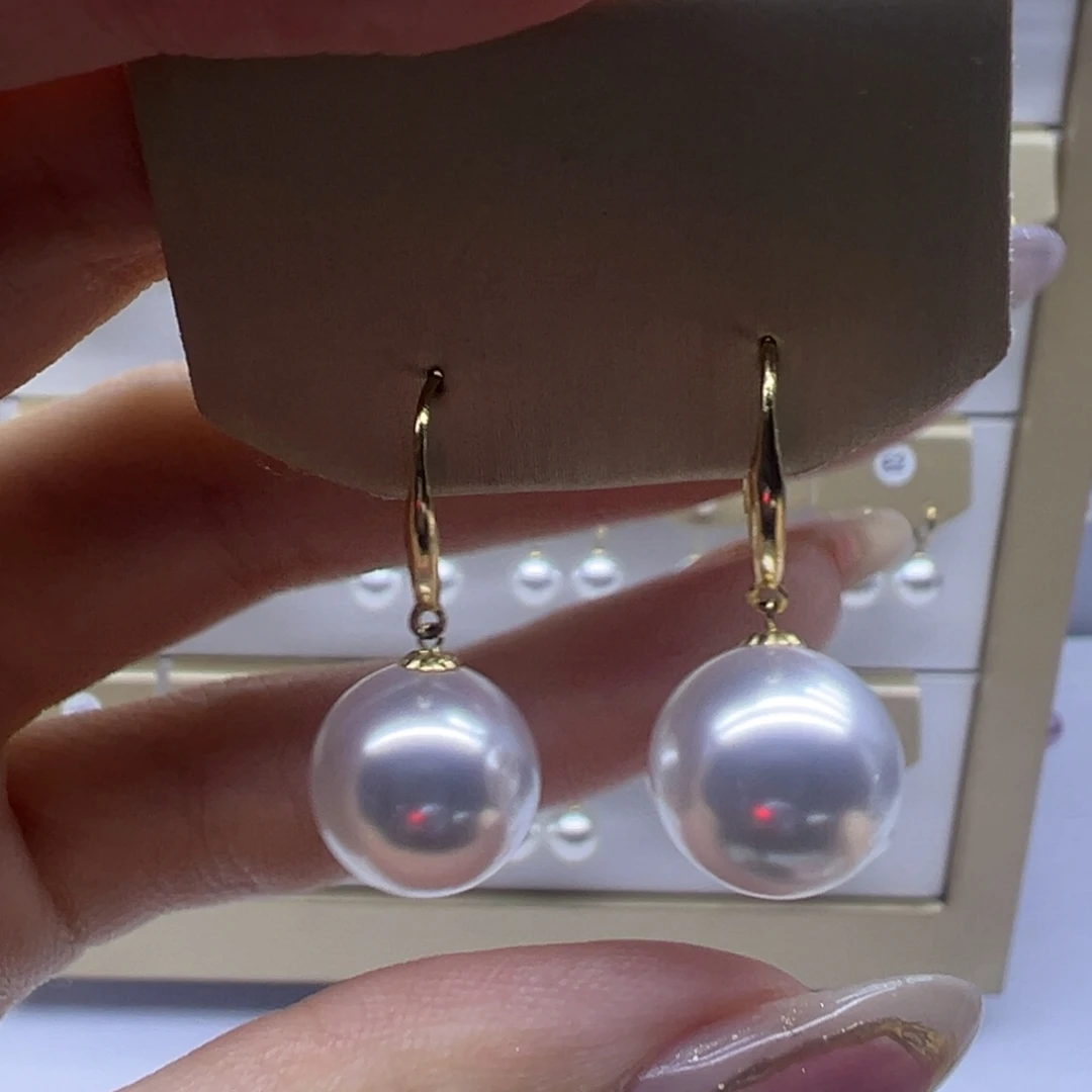 18K金镶嵌淡水珍珠耳饰