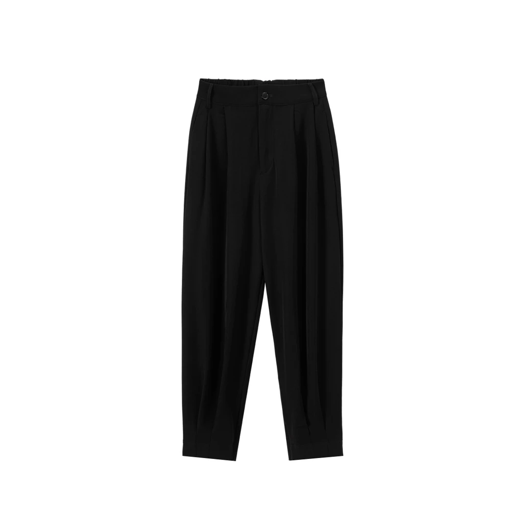 春秋垂感显瘦脚口拉链宽松休闲九分西裤4081