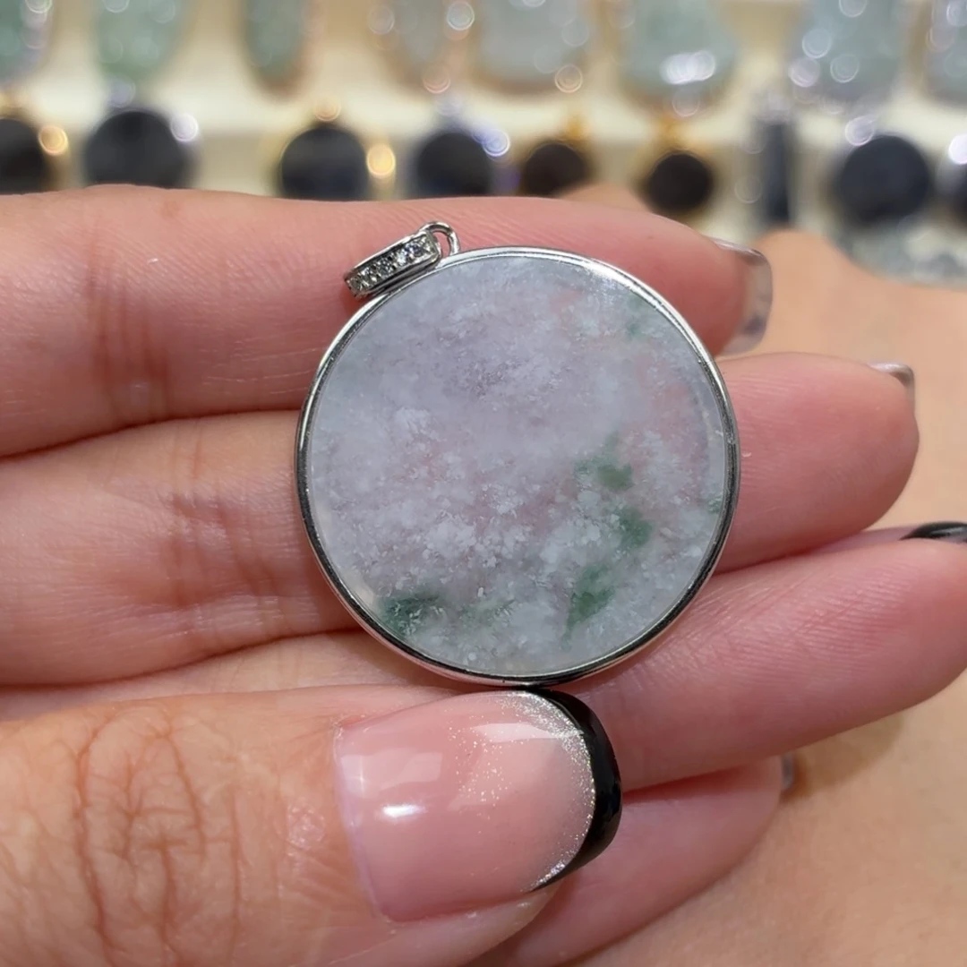 翡翠银S925镶嵌颈饰吊坠