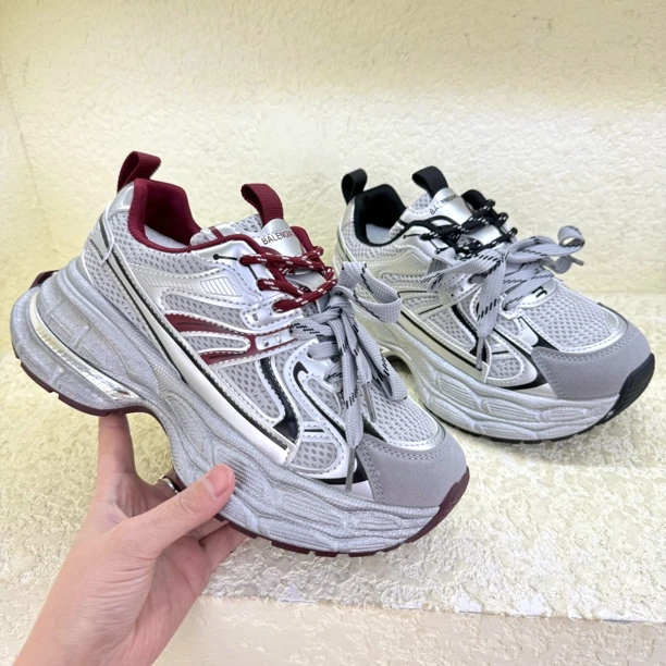 Y513厚底双鞋带老爹鞋女春夏小个子增高透气运动休闲鞋