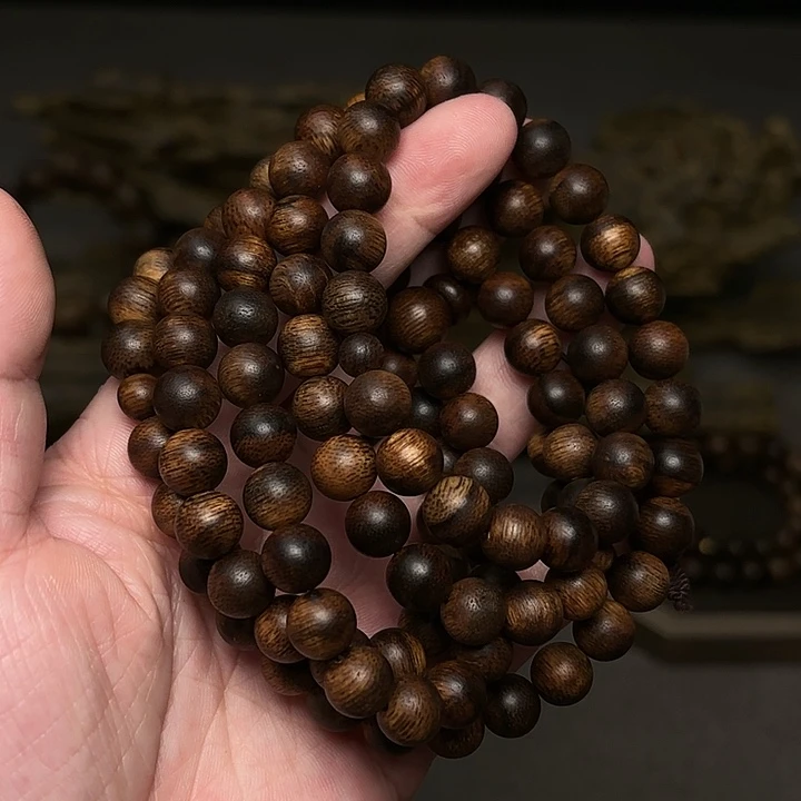 沉香手串越南芽庄红土白棋楠瘤疤08×108