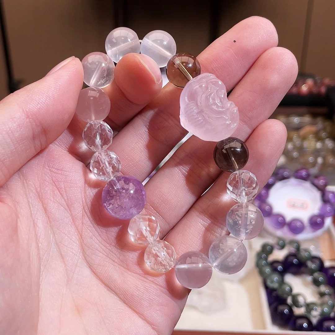 水晶未镶嵌手串多宝设计款12m