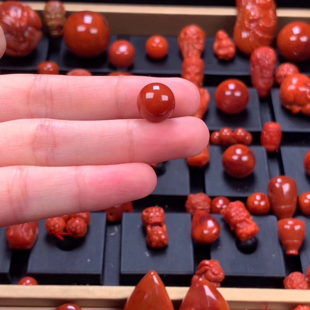 未镶嵌圆珠单珠10mm➕南红玛瑙