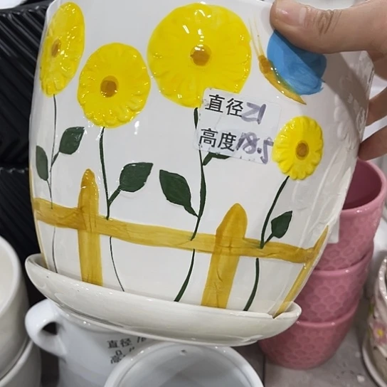 多肉绿植陶瓷花盆9.9包邮，有孔