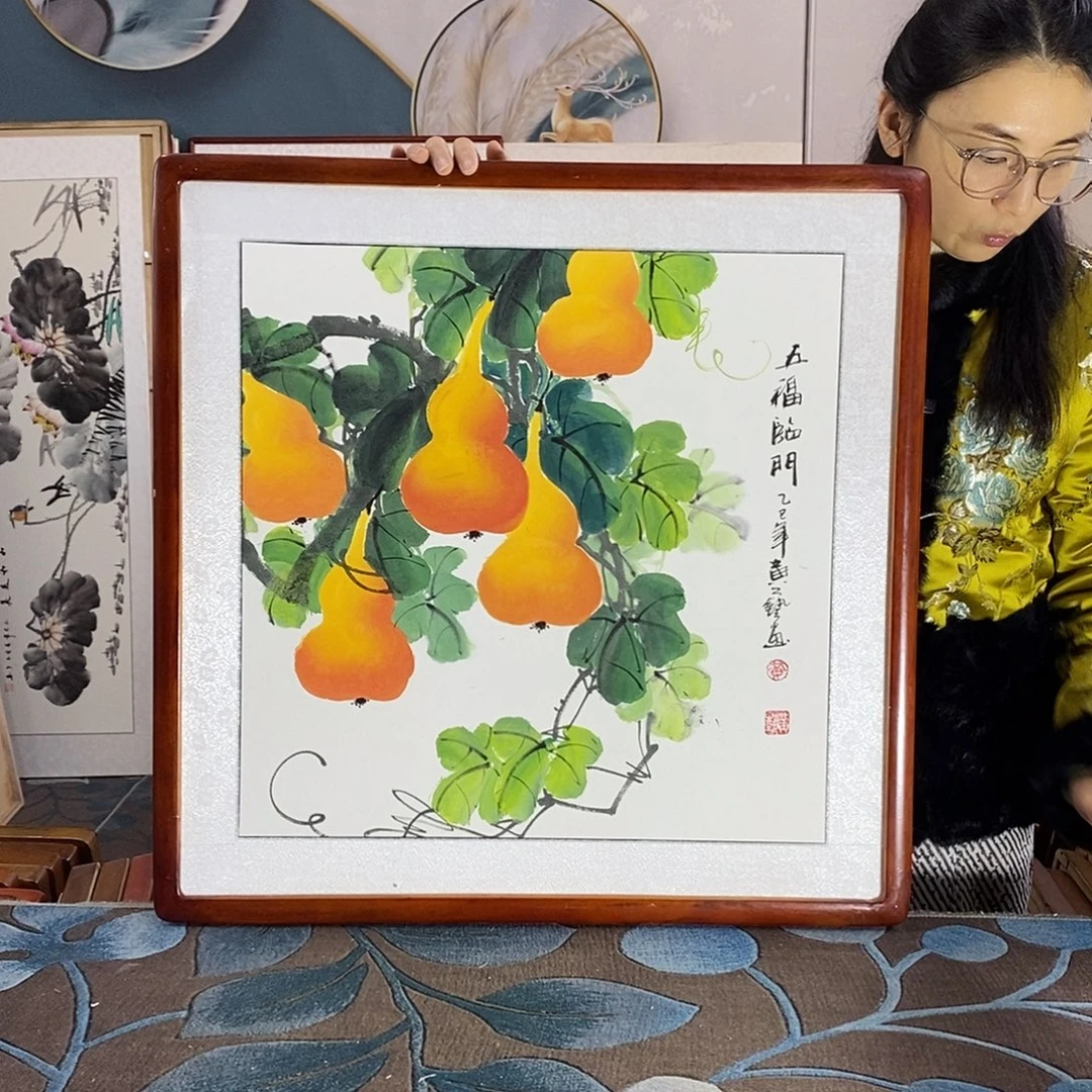 国画62✖️62厘米带框包邮国画作品