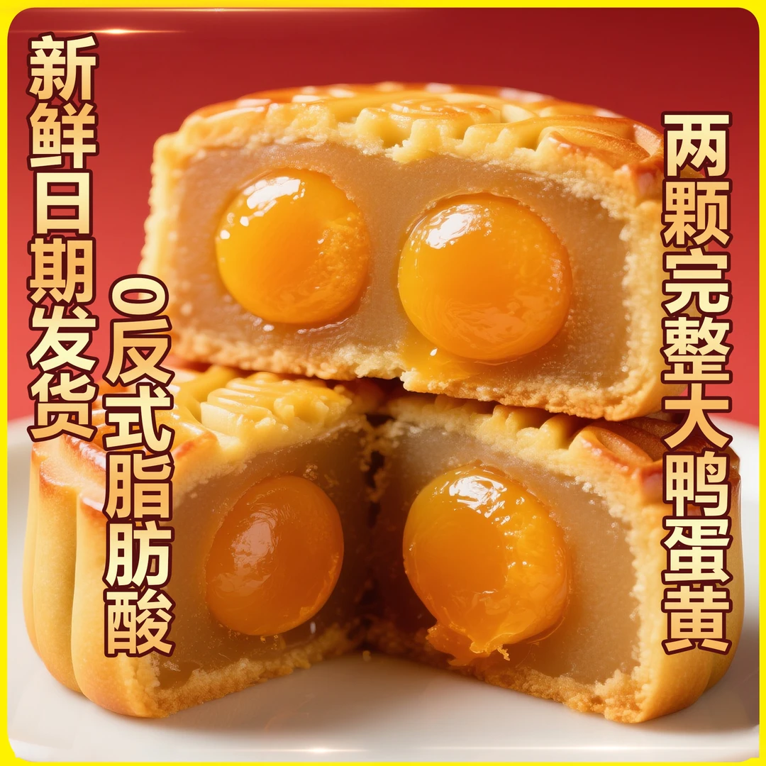 皇冠粤豊广式传统双黄莲蓉月饼休闲中秋饼散装聚会零食早餐纯莲蓉