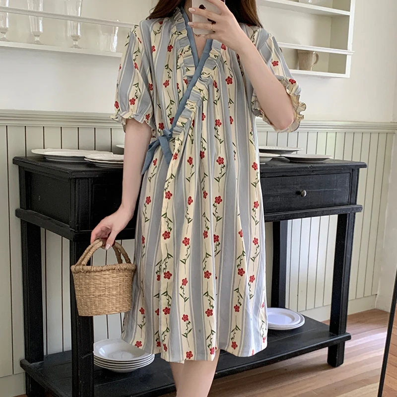 夏季睡衣女款爆款2025新款大码可爱休闲睡裙宽松短袖可外穿家居服