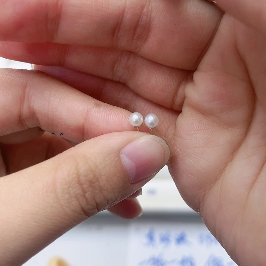 淡水珍珠耳饰银S925镶嵌高*