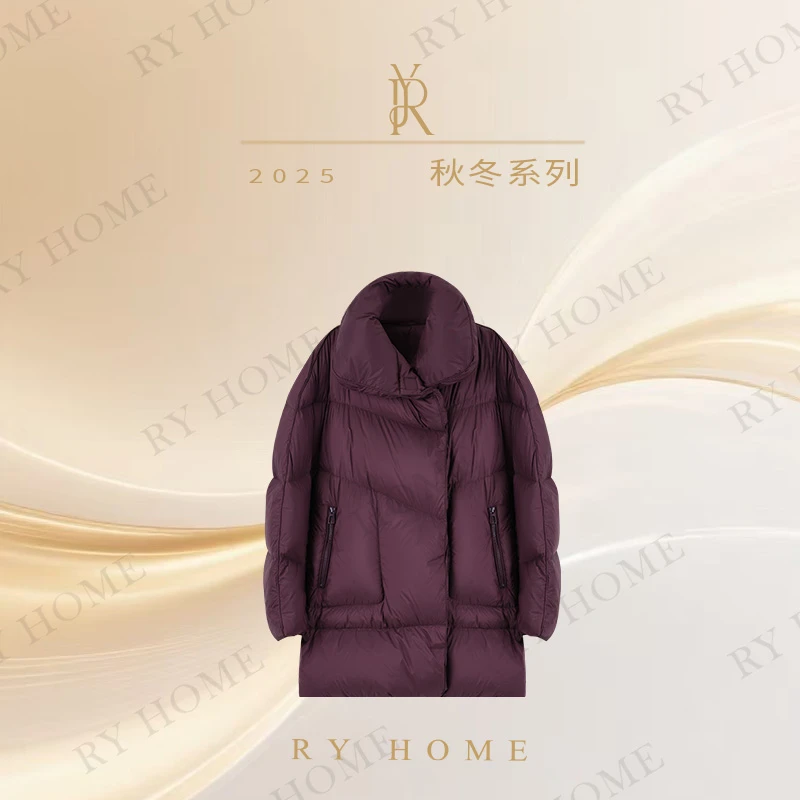 【容雨RYHOME】90鹅绒~泡芙青果领设计云朵感中长款鹅绒服244YF1210