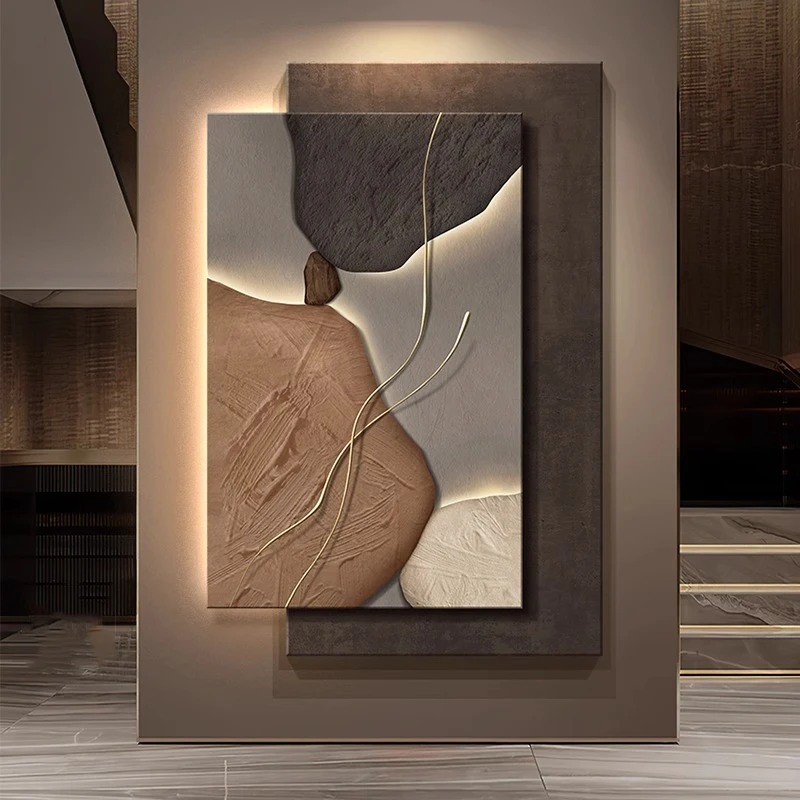 时来运转玄关装饰画高级感立体砂岩壁挂画轻奢客厅沙发背景墙挂画