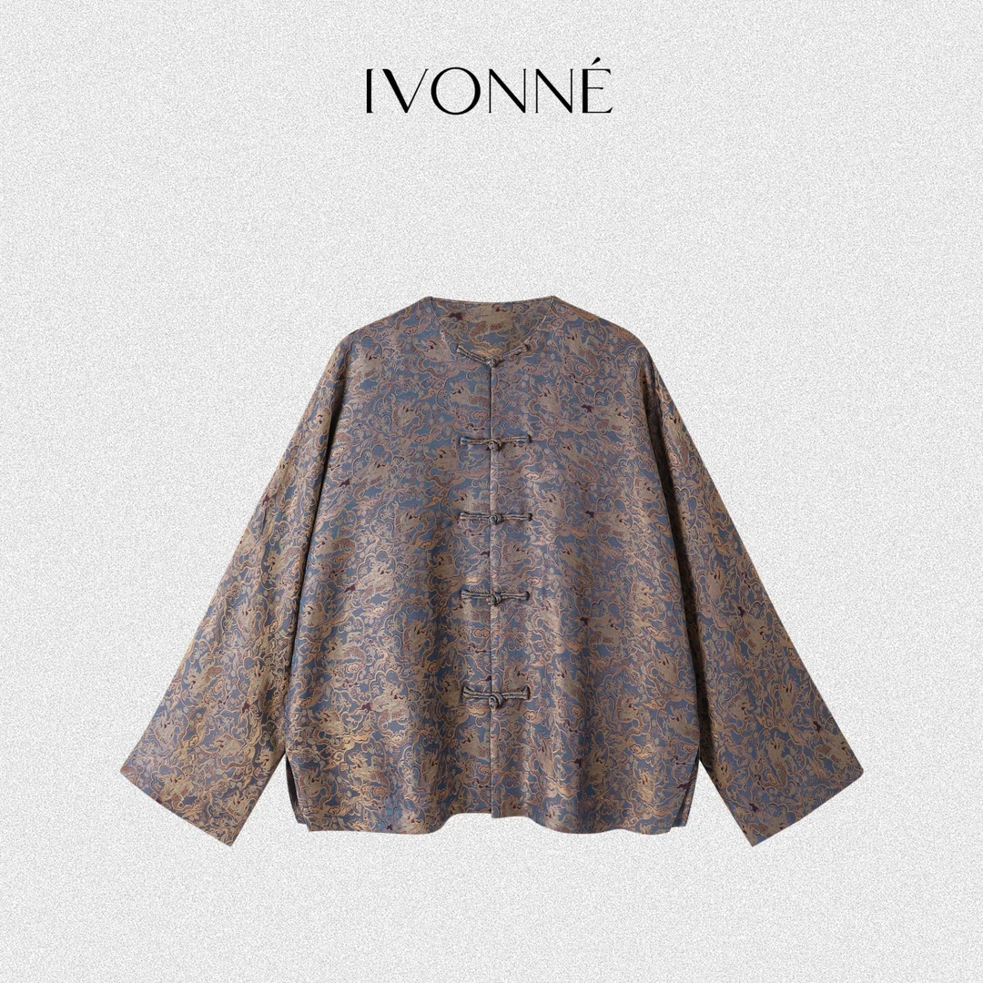 IVONNE｜牛首龙纹 非遗宋锦 2025秋冬 100桑蚕丝 幻彩偏光国风外套