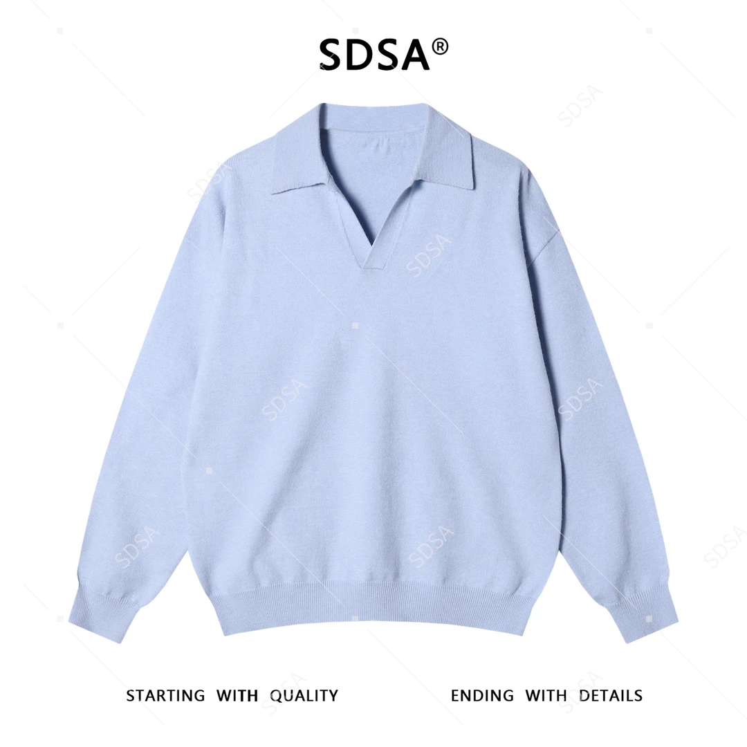 SDSA男士秋冬新款痞帅男装潮牌纯色海鸥领针织衫百搭时尚套头毛衣