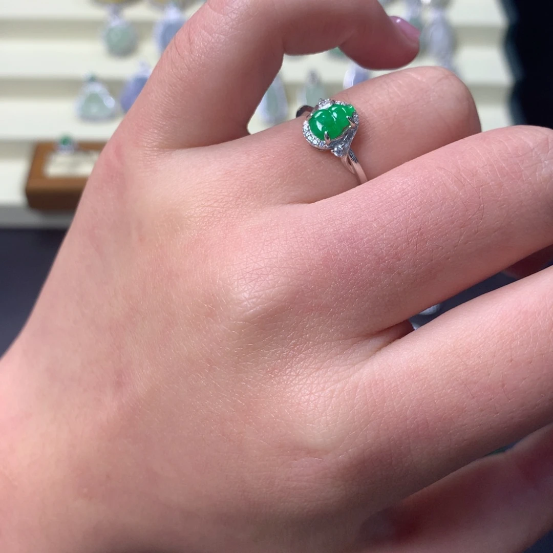 翡翠银S925镶嵌挂件