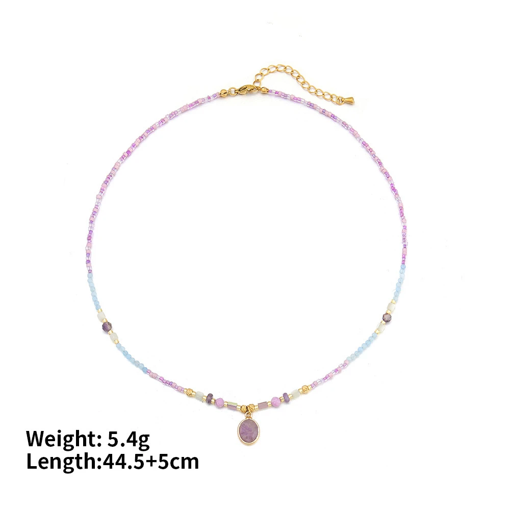 钛钢项链 铜项链 紫色优雅浪漫串珠项链锁骨链