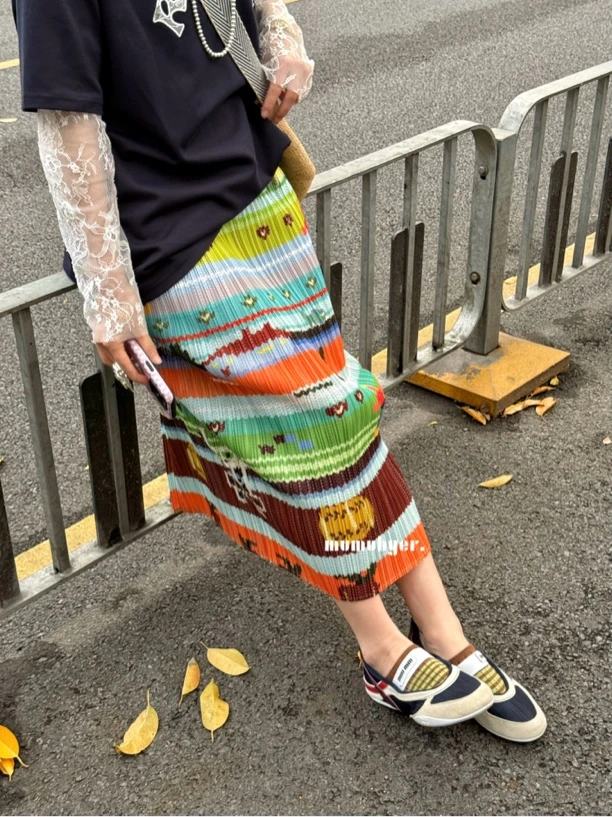 MUMUBYER •“盛夏”25早春褶皱趣味彩色像素风印花半裙