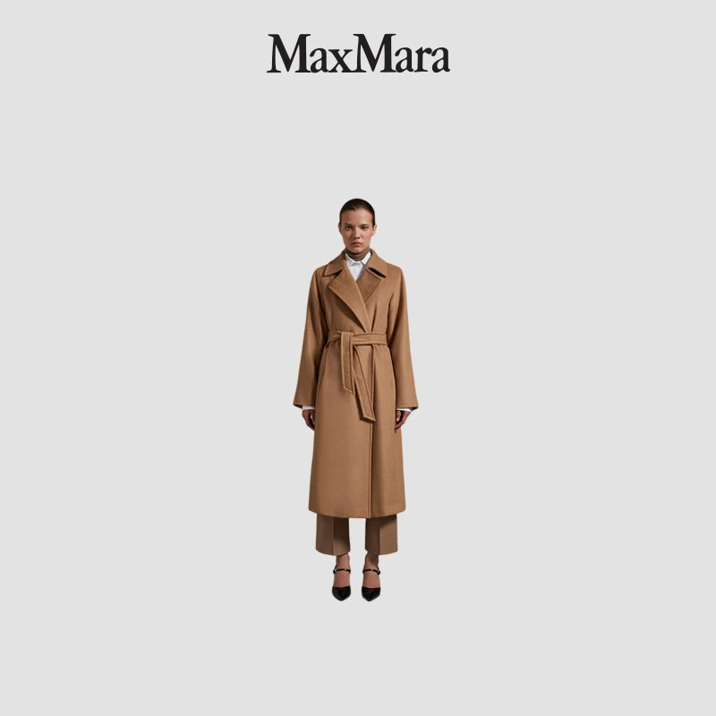 【经典款】MaxMara 女装Manuela骆驼绒系带中长款大衣 1016141906